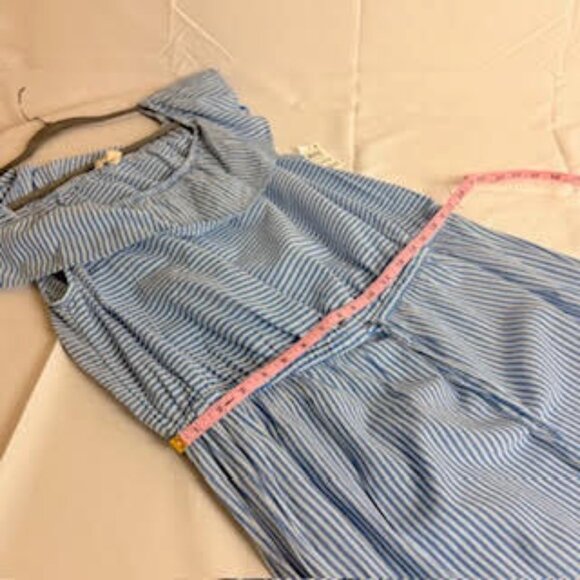 Style & Co. NWT Off-Shoulder Blue Stripe Ruffle Hem Maxi Dress – Size XL - Picture 6 of 9